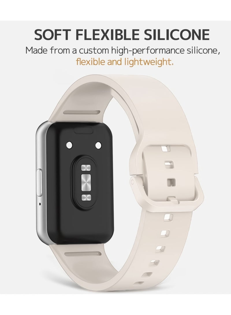 Silicone Bracelet Soft Silicone Sport Replacement Strap for Samsung Galaxy Fit 3 Band For Women/Men, Adjustable Waterproof Sports Strap (Beige) - Image 3