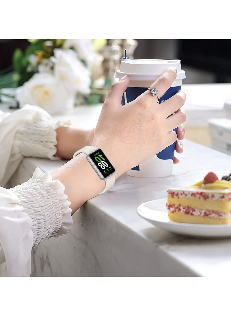 Silicone Bracelet Soft Silicone Sport Replacement Strap for Samsung Galaxy Fit 3 Band For Women/Men, Adjustable Waterproof Sports Strap (Beige) - Image 2
