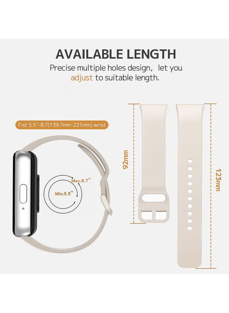 Silicone Bracelet Soft Silicone Sport Replacement Strap for Samsung Galaxy Fit 3 Band For Women/Men, Adjustable Waterproof Sports Strap (Beige) - Image 4