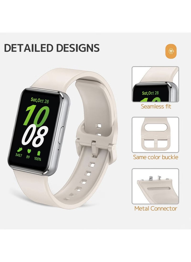 Silicone Bracelet Soft Silicone Sport Replacement Strap for Samsung Galaxy Fit 3 Band For Women/Men, Adjustable Waterproof Sports Strap (Beige) - Image 5