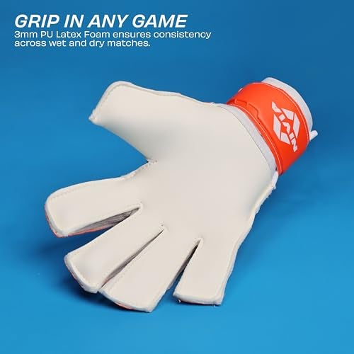 Nivia Blaze Synthetic Goalkeeper Gloves for Men & Women, Positive Roll Hybrid Cut, Extra Grip (Orange/Blue), Medium - Image 4