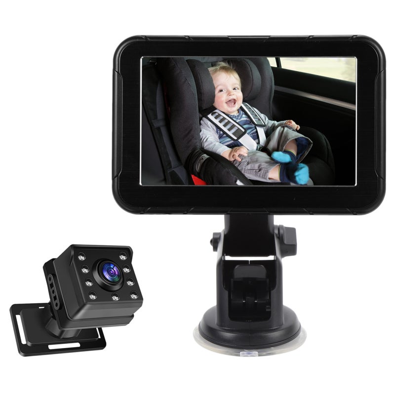 Baby Car Camera: 5-Inch HD 1080P Screen, 360° Rotation 150° Wide Angle - Upgraded Night Vision, Quick Installation Car Baby Monitor for Parent Driving Safety, Rear Seat Infant Monitoring - Image 2