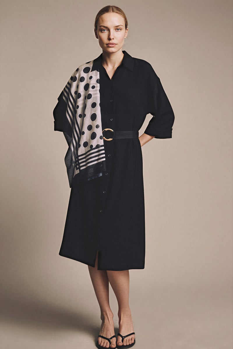 DeFacto Black Woman Regular Fit Shirt Collar Dress Casual - Image 1