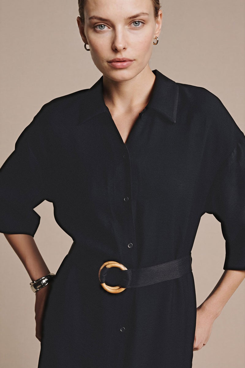 DeFacto Black Woman Regular Fit Shirt Collar Dress Casual - Image 3