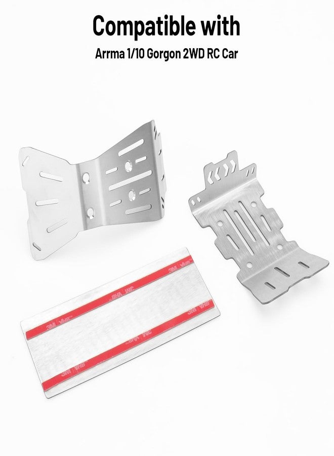 daitoku RC Car Skid Plate Set, daitoku Stainless Steel Chassis Armor RC Chassis Front & Rear Protector for Arrma 1/10 Gorgon 2WD - Image 3