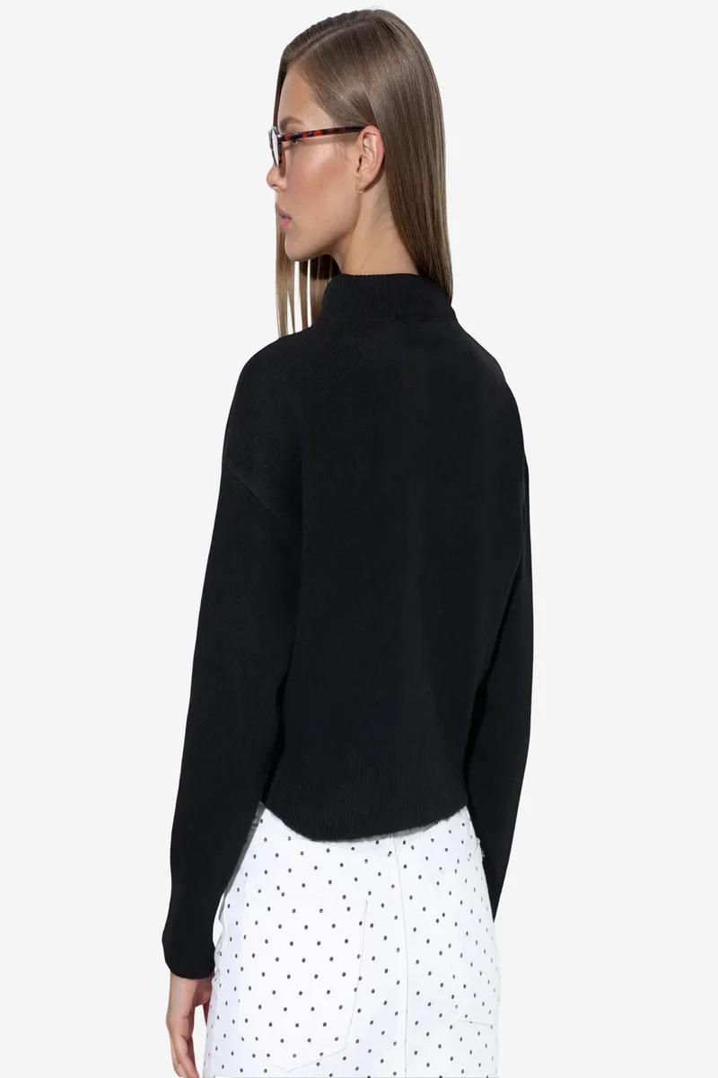Viorna VIORNA Crop Ribbed Cardigan With Buttons