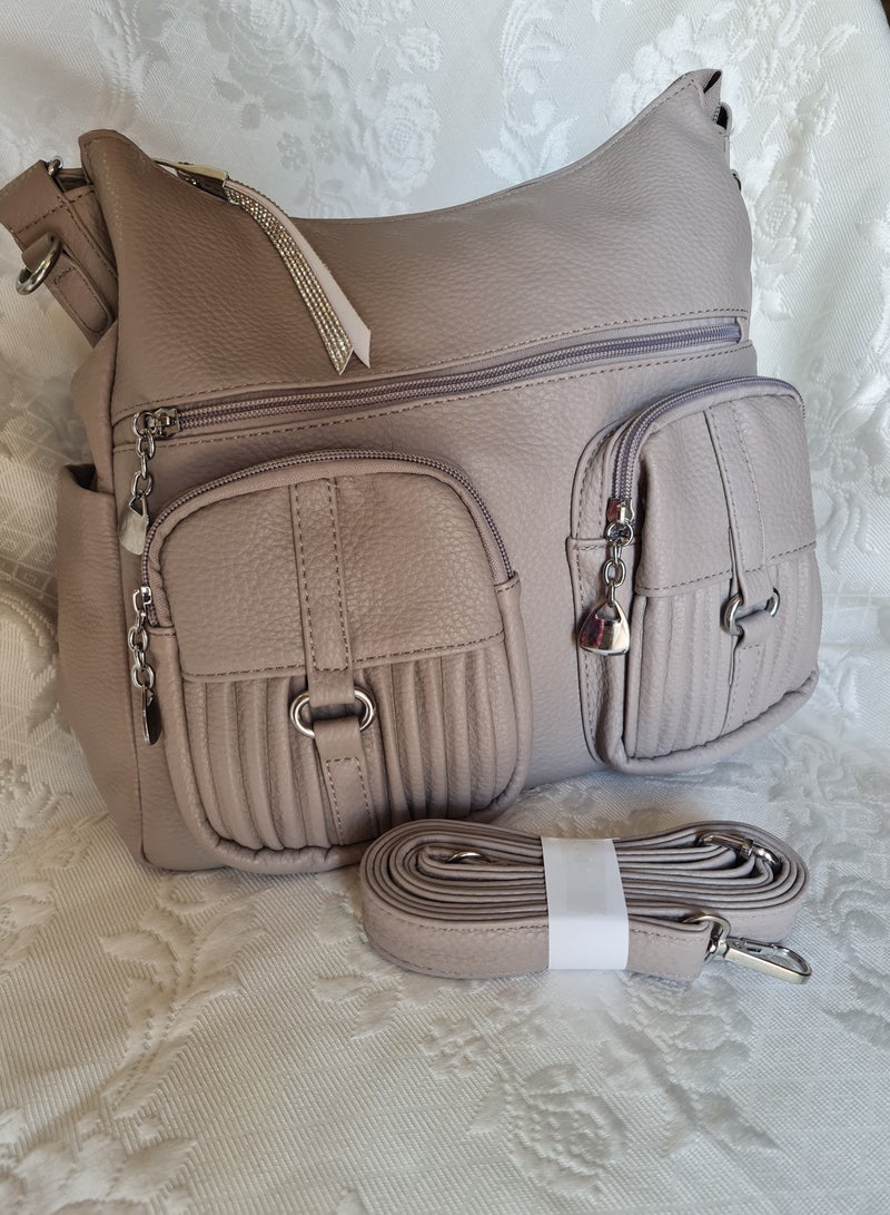 Women’s Faux Leather Shoulder Bag with Multiple Pockets – Elegant and Practical for Daily Use and Students - Image 1