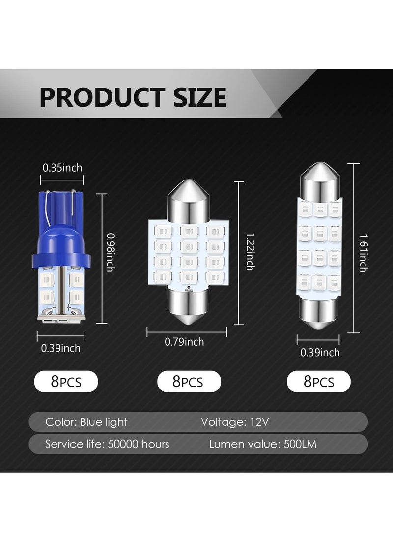 SYOSI LED Car Bulb Kit, 24 Pack Blue T10 31 mm 42 mm Dome Light, Festoon Interior Lights, Used for Car Interior Lights, Indoor Map Dome Lights, Trunk Lights, License Lights  - Image 2