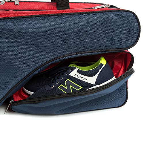 K-Cliffs Tennis Racket Bag | Deluxe Ballistic Nylon Travel Tournament Duffel | Shoe Compartment Red Blue Black - Image 5