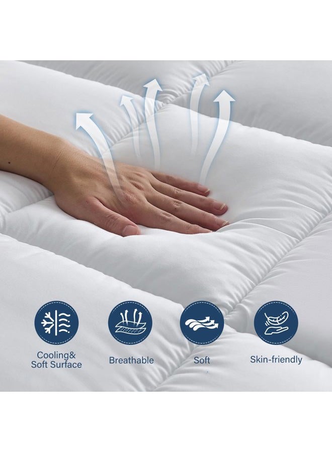 Aodenge 4 lnch Dual Layer Mattress Topper Queen Size, 2 Inch Cooling Gel Memory Foam and 2 Inch Soft Pillow Top Mattress Pad Cover for Back Pain, with Elastic Deep Pocket - Image 2