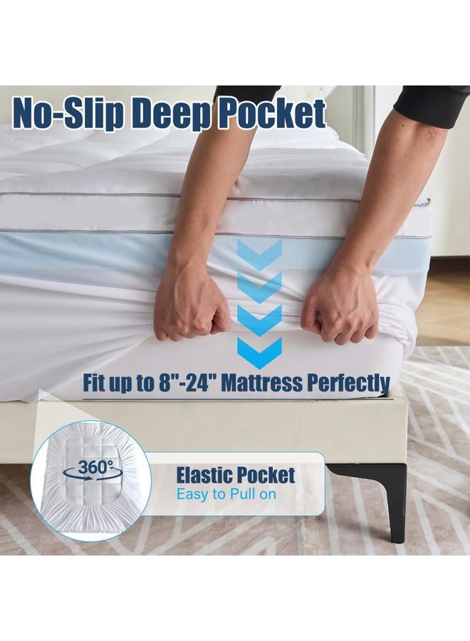 Aodenge 4 lnch Dual Layer Mattress Topper Queen Size, 2 Inch Cooling Gel Memory Foam and 2 Inch Soft Pillow Top Mattress Pad Cover for Back Pain, with Elastic Deep Pocket - Image 3