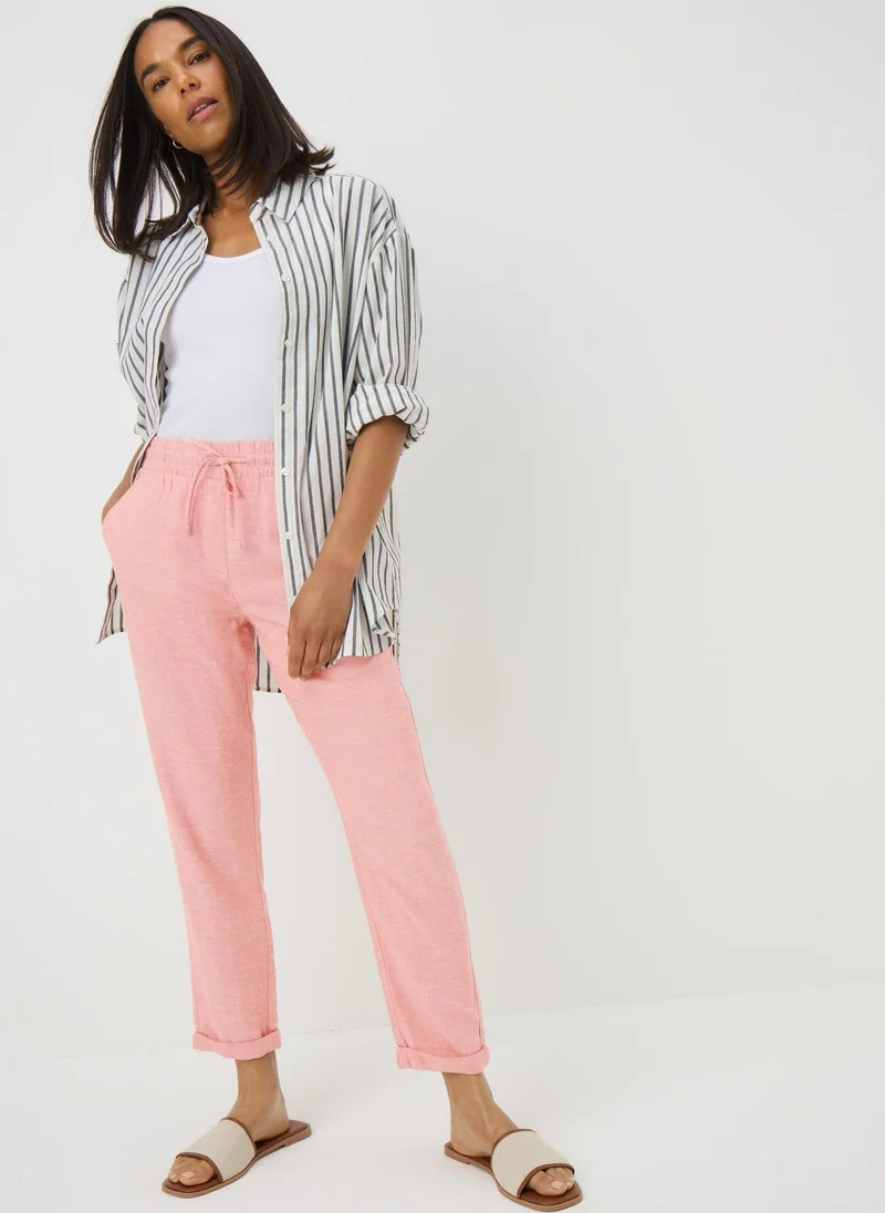 Matalan Pink Linen Blend Tapered Jogging Bottoms