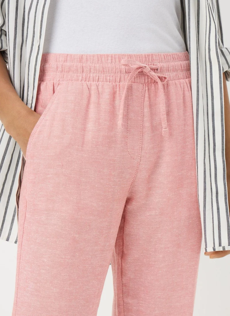 Matalan Pink Linen Blend Tapered Jogging Bottoms