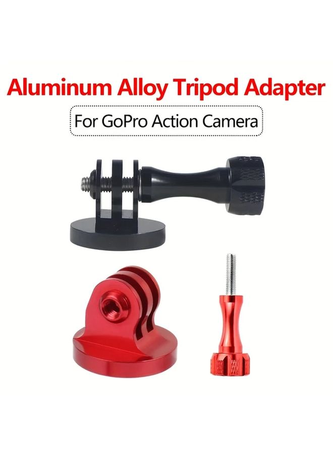 Red Aluminum Alloy Tripod Adapter Mount Base for Action Cameras Monopod - Image 1