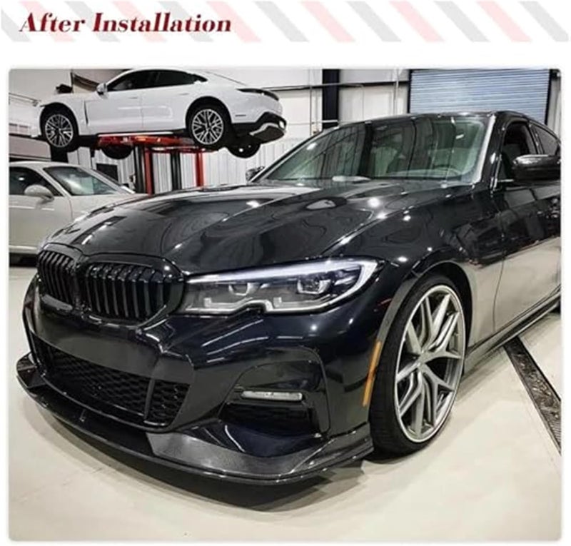 DEMULAX Carbon Fiber Front Bumper Lip Spoiler for BMW G20 3 Series - Image 3