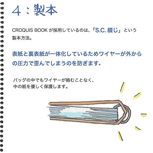 Maruman Croquis Premium Quality Drawing Pad, Medium, 12.13" x 10.04", Acid-Free Drawing Paper, Durable TSK Thread Binding, Classic Cardboard Cover, Portable Artist Sketchbook, Blue, Made in Japan - Image 5