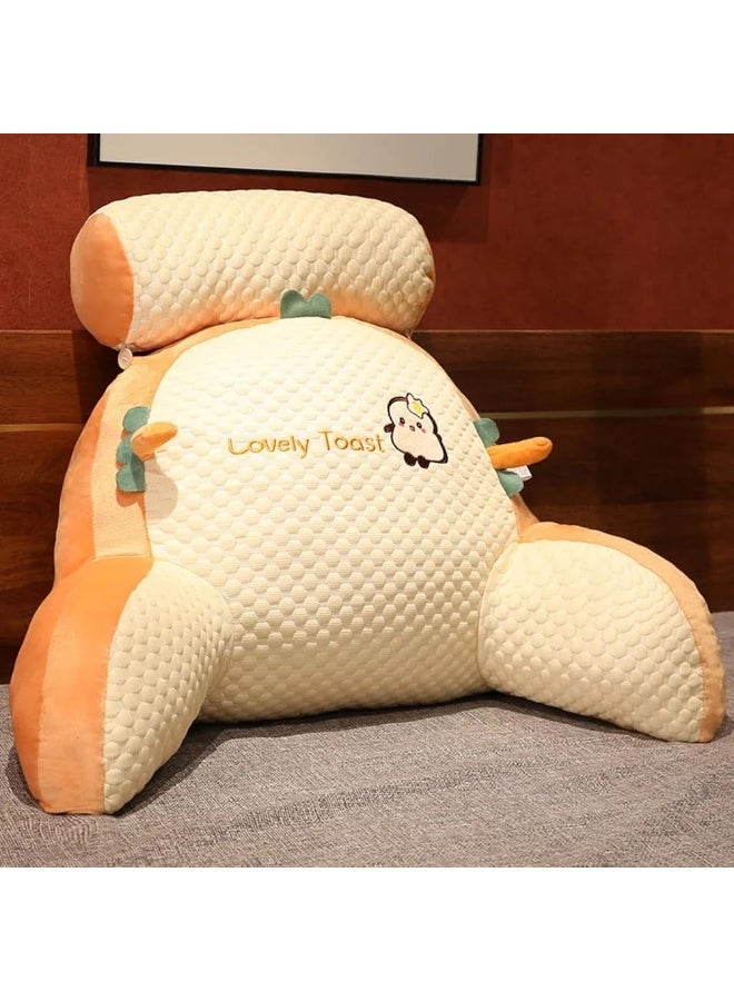 Cute Cartoon Back Support Pillow – Soft Plush Reading & Bed Rest Cushion with Armrests - Image 1