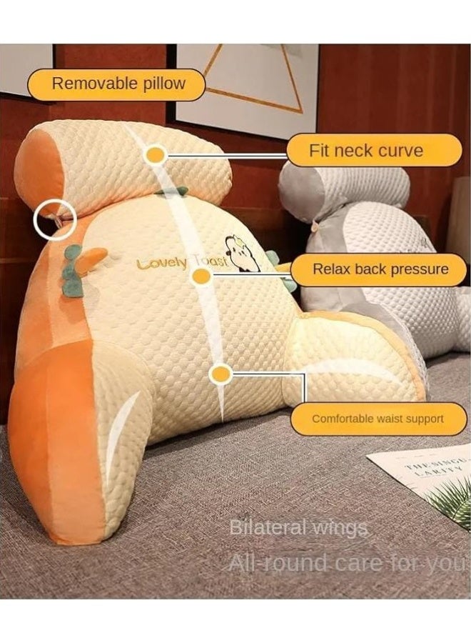 Cute Cartoon Back Support Pillow – Soft Plush Reading & Bed Rest Cushion with Armrests - Image 4