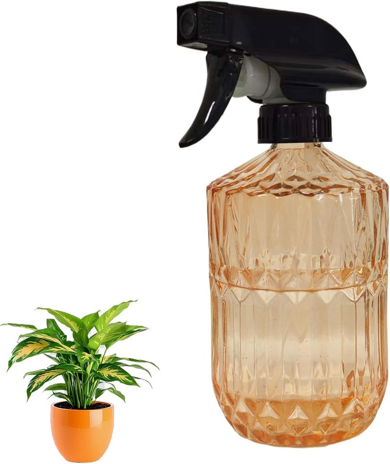 YYTSGG Glass Plant Mister Bottle, 15oz Refillable Water Spray Bottle with Adjustable Mist Nozzle for Indoor Flowers, Outdoor Gardening, Cleaning, Hair and Pets Care (Orange) - Image 1