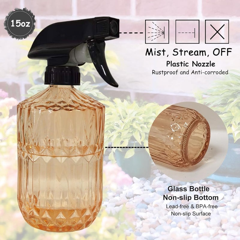 YYTSGG Glass Plant Mister Bottle, 15oz Refillable Water Spray Bottle with Adjustable Mist Nozzle for Indoor Flowers, Outdoor Gardening, Cleaning, Hair and Pets Care (Orange) - Image 3