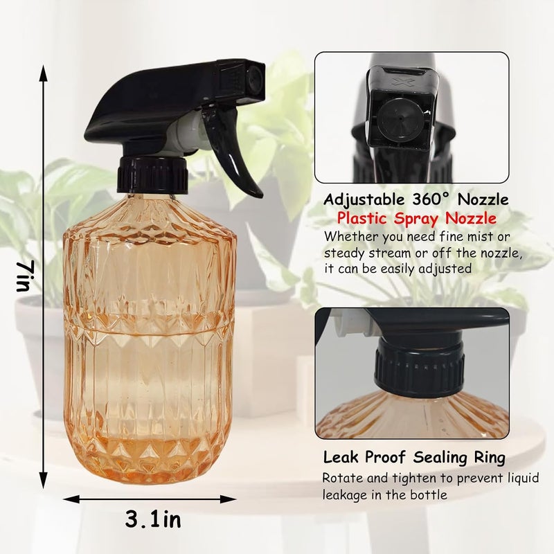 YYTSGG Glass Plant Mister Bottle, 15oz Refillable Water Spray Bottle with Adjustable Mist Nozzle for Indoor Flowers, Outdoor Gardening, Cleaning, Hair and Pets Care (Orange) - Image 2
