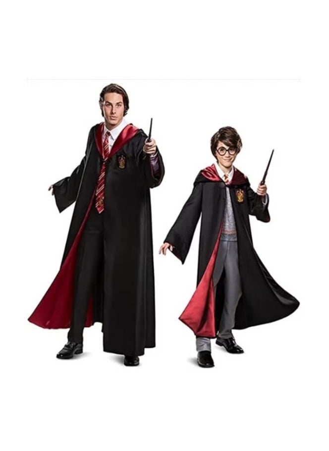Generic - Harry Potter Robe Costume Cosplay Set,Hogwarts Wizarding World Costume Robes for Kids & Adults,Dress Up Accessory Include with Striped Tie,Glasses Frame,Wizard Hat,Magic Wand,Pendant(M) - Image 1