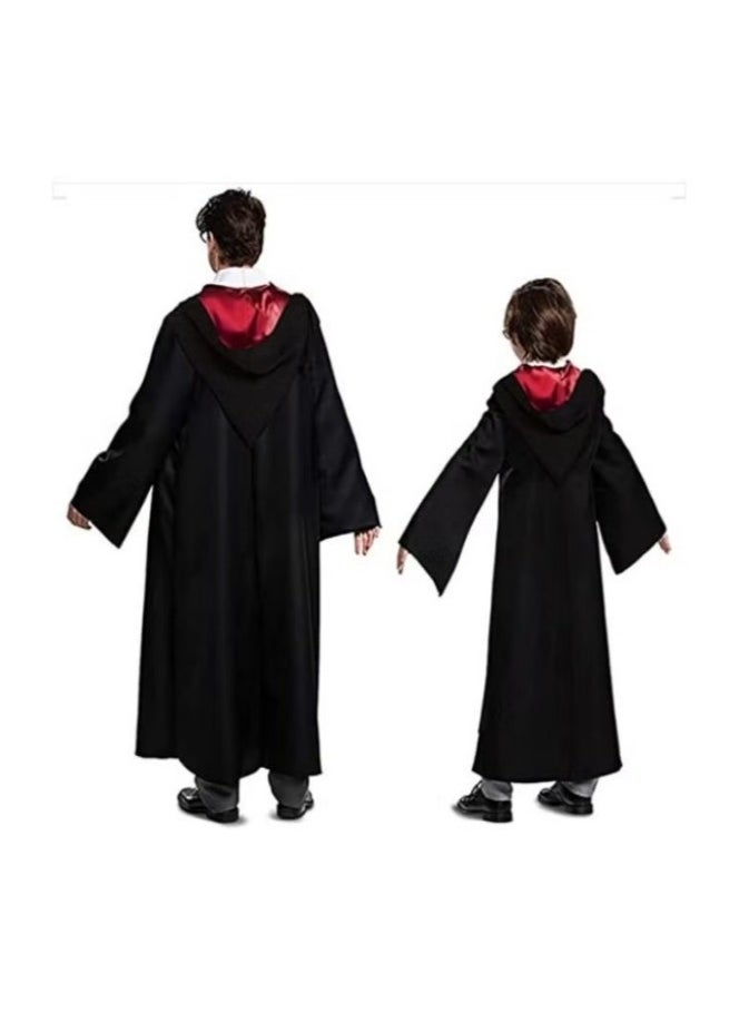 Generic - Harry Potter Robe Costume Cosplay Set,Hogwarts Wizarding World Costume Robes for Kids & Adults,Dress Up Accessory Include with Striped Tie,Glasses Frame,Wizard Hat,Magic Wand,Pendant(M) - Image 1