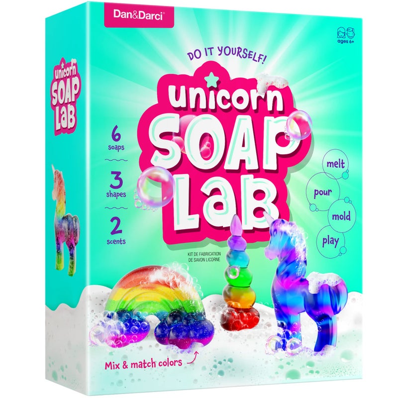 Dan&Darci Unicorn Soap Making Kit - Girls Christmas Crafts DIY Project Age 6+ Year Old Kids - Unicorn Girl Gifts - Science Activity Teenage Gift - Make Your Own Soap - Craft Toys Ages 6 7 8 9 10 11 12 - Image 1