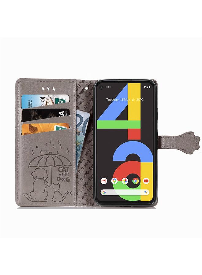 Zaboon Case For Google Pixel 4A Cute Cat and Dog Embossed Horizontal Flip Leather Case with Bracket / Card Slot / Wallet / Lanyard - Image 3