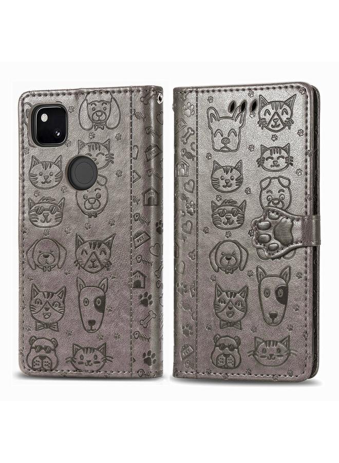 Zaboon Case For Google Pixel 4A Cute Cat and Dog Embossed Horizontal Flip Leather Case with Bracket / Card Slot / Wallet / Lanyard - Image 2