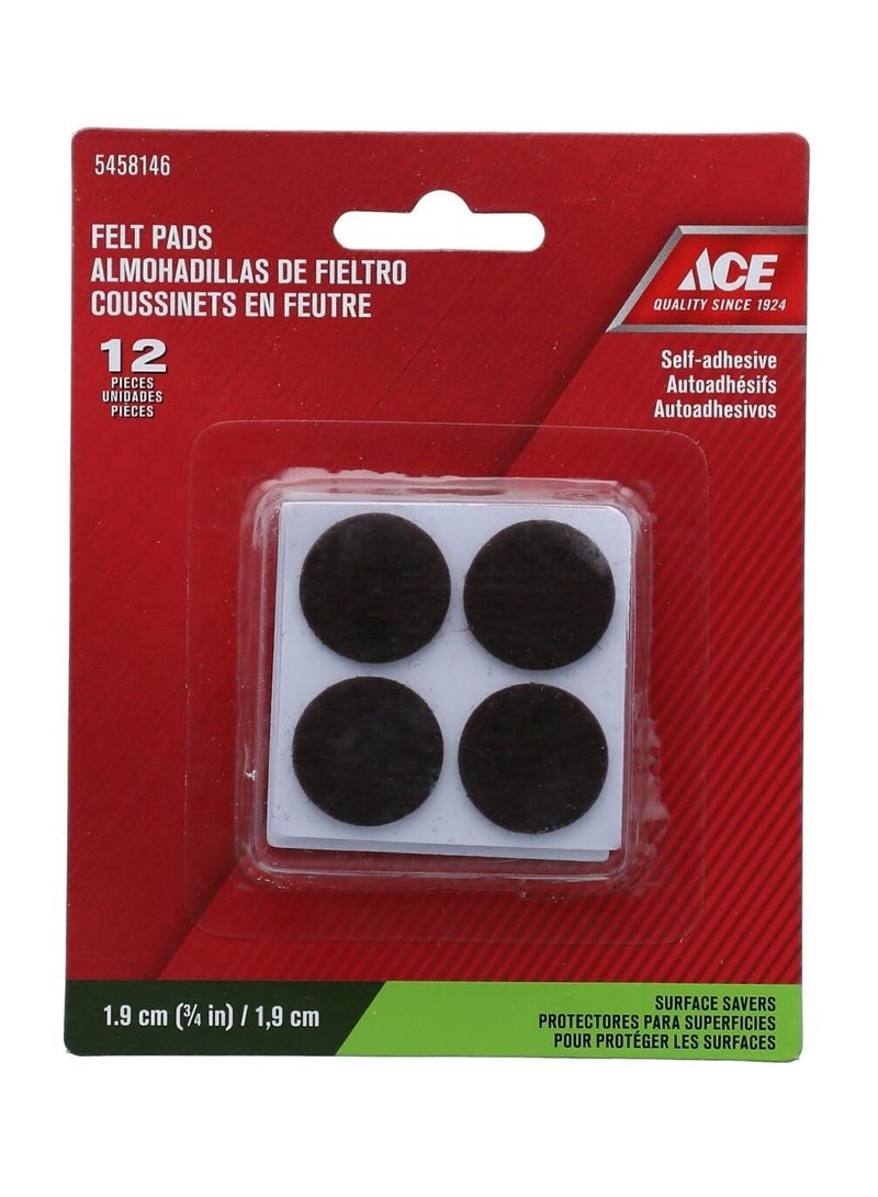 ACE Felt Pad 3-4 Acrylic Brown Ace 12Pc