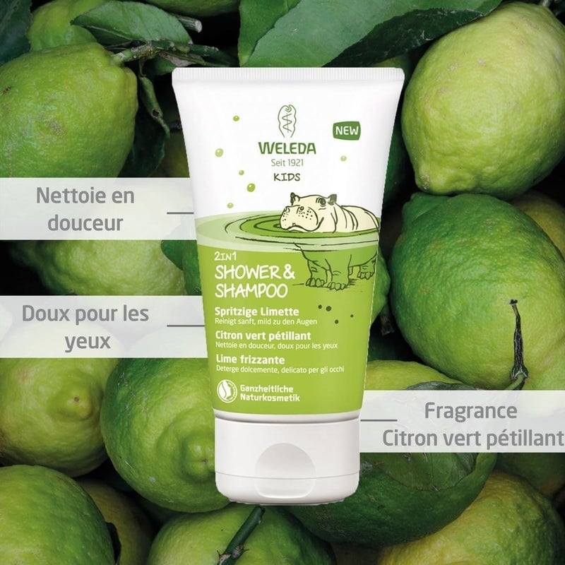 Weleda Lively Lime Kids 2 In 1 Shampoo And Body Wash, 150 Ml - Image 2