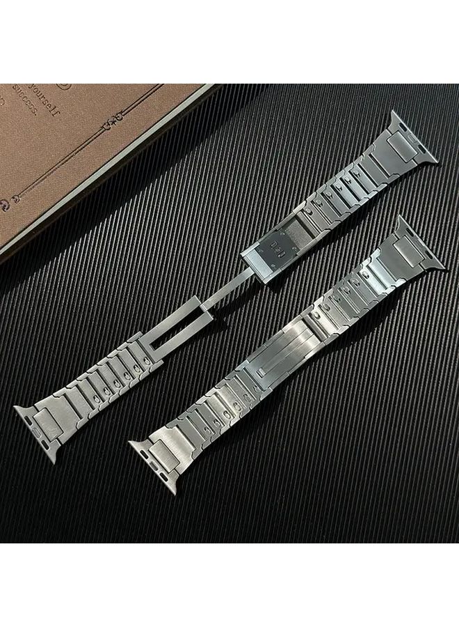 Titanium Gray Metal Band For Apple Watch 44mm 45mm 46mm 49mm Men Business Strap - Image 4