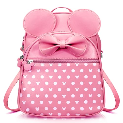 Voikukka Cute Girls Mini Mouse Backpacks for Kids Backpack Purse Pink Toddler Backpacks Small Travel Kid Daypack Women Convertible Shoulder Bag Bowknot Little Girls Children Preschool Backpack - Image 1