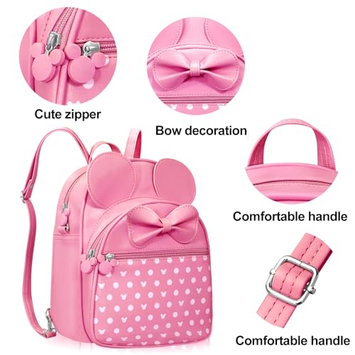 Voikukka Cute Girls Mini Mouse Backpacks for Kids Backpack Purse Pink Toddler Backpacks Small Travel Kid Daypack Women Convertible Shoulder Bag Bowknot Little Girls Children Preschool Backpack - Image 2