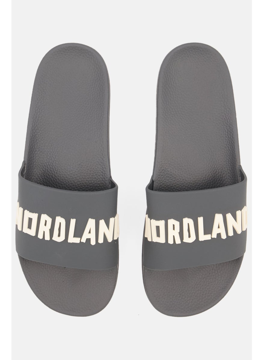 Nordland Men Slip On Brand Logo Slides, Dark Grey  - Image 4