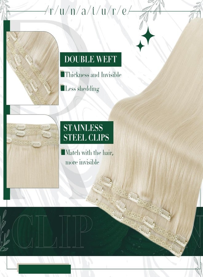 RUNATURE Clip in Hair Extensions Real Human Hair, Remy Human Hair Clip in Extensions for Women, Natural Human Hair, 10 Inch 50g 3pcs, #800 Platinum Blonde - Image 2