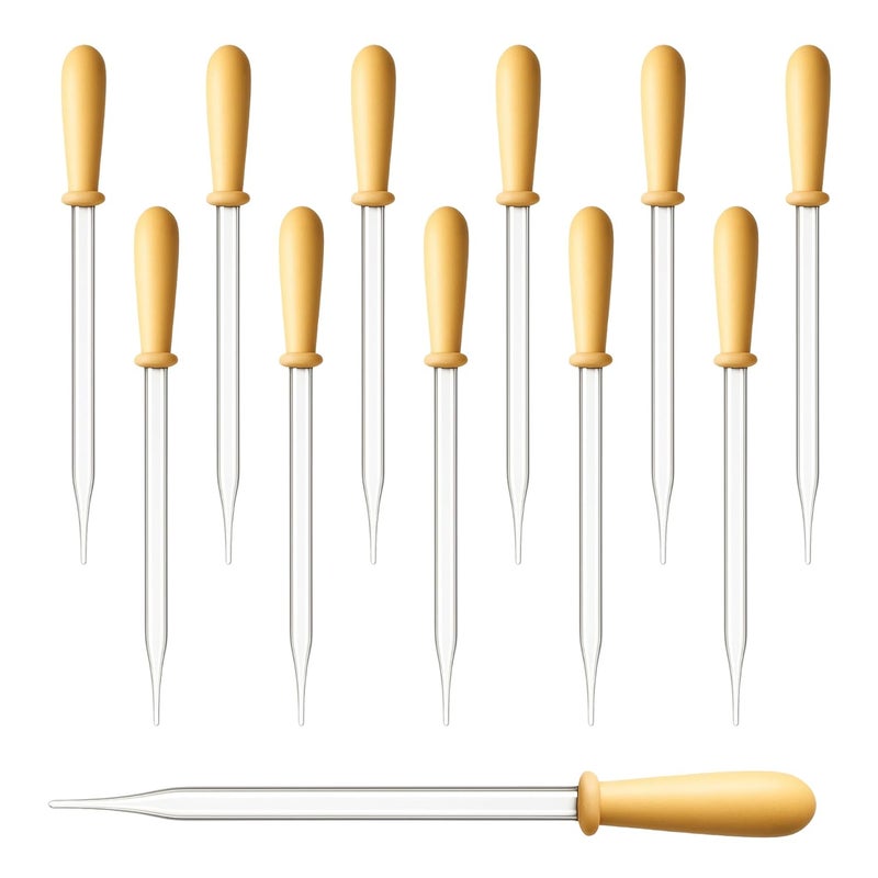 SPYLX قطارة زجاجية SPYLX بطول 4 بوصة مع كرة مطاطية صفراء – 1 مل pipette دقيقة للمختبر، الزيوت الأساسية، DIY، نقل السوائل، التعامل مع المواد الكيميائية، تصميم مقاوم للتسرب وقابل لإعادة الاستخدام (10) - Image 1