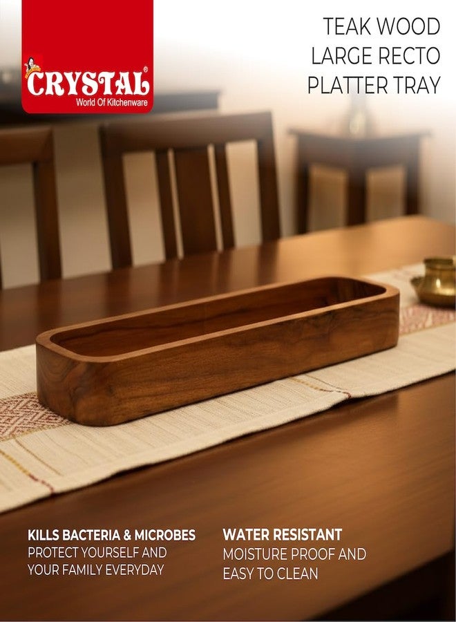 Crystal Teak Wood Large Recto Platter Tray | Wooden Serving Tray | Rustic Tray for Serving, Decoration, Storage |for Breakfast, Party, Restaurant, Coffee | Size :30 * 19 cm - Image 4