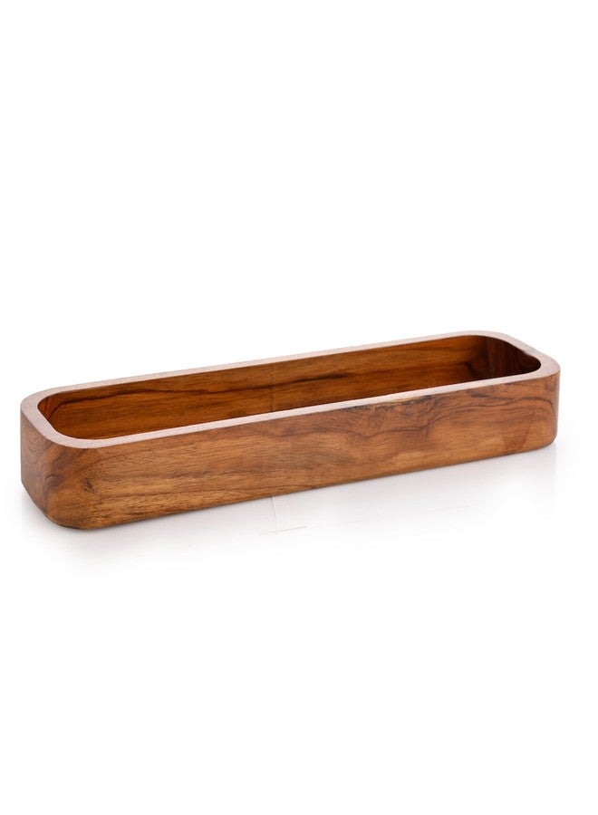 Crystal Teak Wood Large Recto Platter Tray | Wooden Serving Tray | Rustic Tray for Serving, Decoration, Storage |for Breakfast, Party, Restaurant, Coffee | Size :30 * 19 cm - Image 1