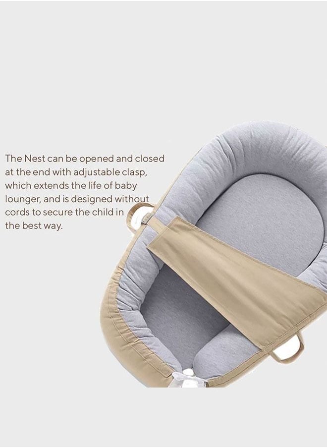 MARGOUN - Baby Newborn Lounger Pillow Bed Unisex Baby  Buckle Beige - Image 1