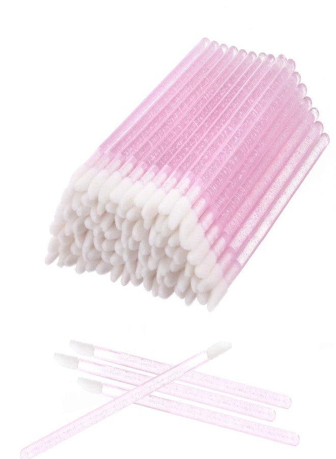 Elisel 100 Pcs Disposable Crystal Lip Brushes Make Up Lip Brushes Lipstick Lip Gloss Wands Eyeshadow Brushes Applicator Tool Makeup Beauty Tool Kits (Pink) - Image 1