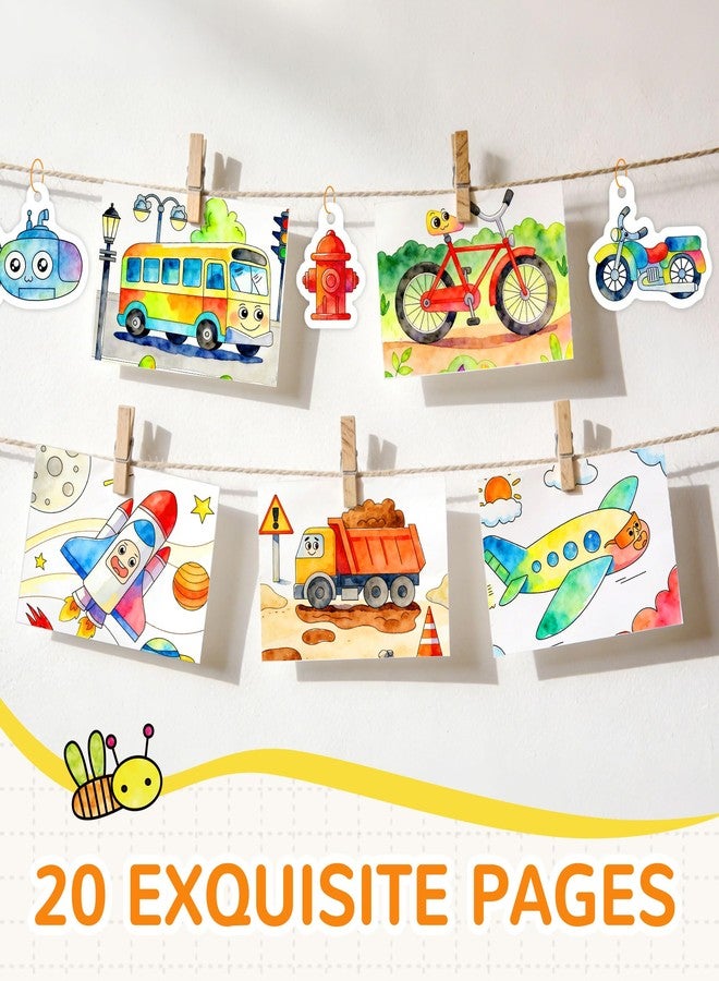 YPLUS Paint with Water Coloring Book for Toddlers, Mess Free Watercolor Painting Set with Brush, 26 Pages & 8 Color Palettes, DIY Art Craft Travel Toy Gift for Kids Ages 1-3 2-4 4-6 (Vehicles) - Image 4