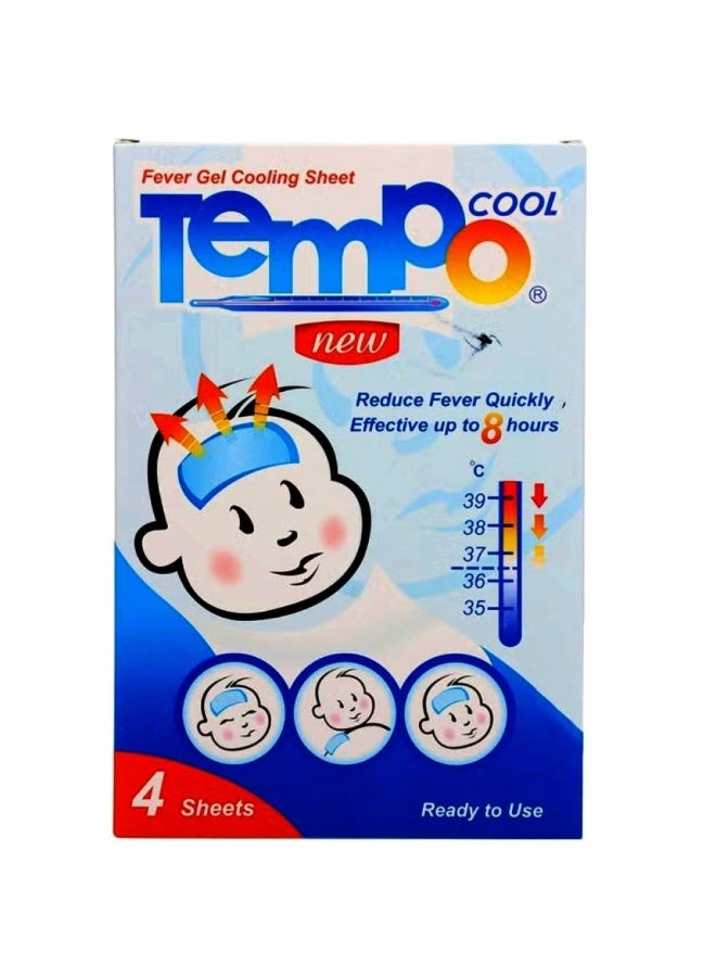 تيمبو كول كمادات بالجل لخفض حرارة الجسم أثناء الحمى 4 قطع