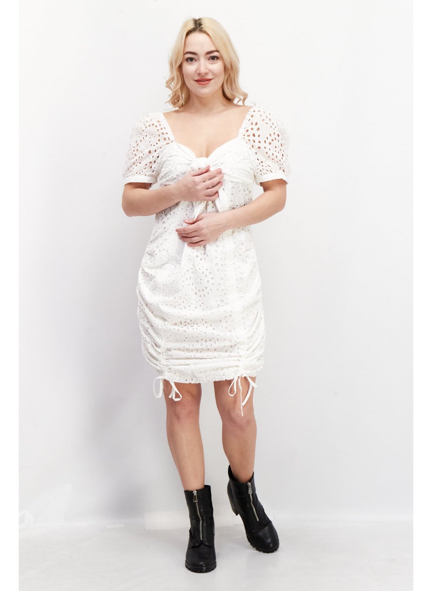 KENDALL + KYLIE - Women Embroidered Mini Party Dress, White - Image 1