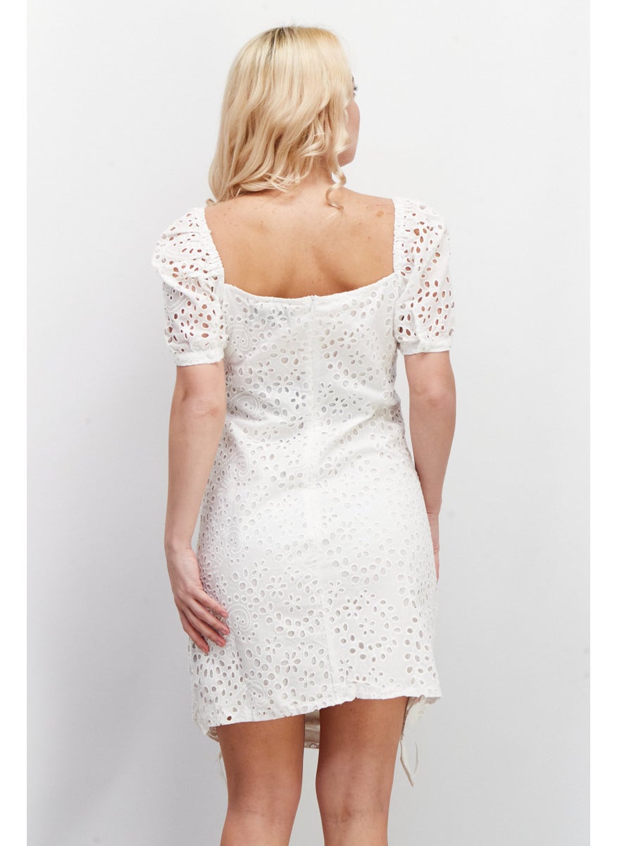KENDALL + KYLIE - Women Embroidered Mini Party Dress, White - Image 1