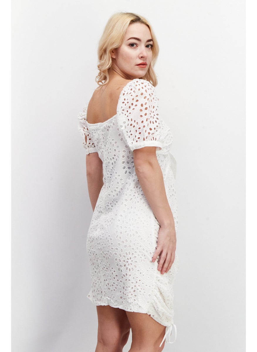 KENDALL + KYLIE - Women Embroidered Mini Party Dress, White - Image 1