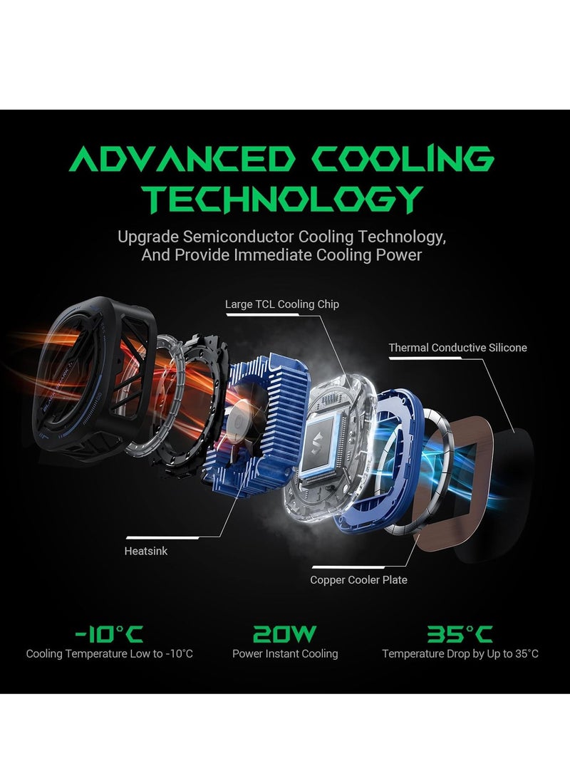 BLACK SHARK - Independent Super Magnetic Design MagCooler 3Pro Cooling Up to 35°C,High Speed Fan,App Control Customize Cooling Settings and RGB LED Effects BR33- Black - Image 1