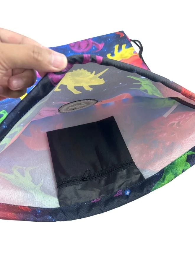 JUST HYPE Drawstring Sports Bag -  Multi Space Dinosaurs