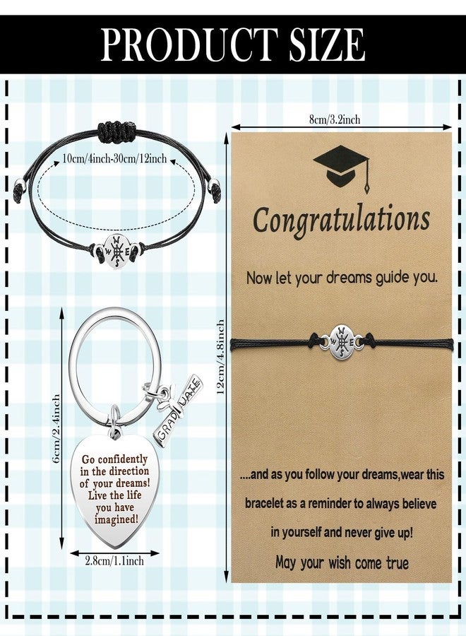 Sureio 48 Pcs 2025 Graduation Gift Bulk Bracelet Gift for Her Him Grad Keychain Class of 2025 College Inspirational Card Bracelet (Classic) - Image 2